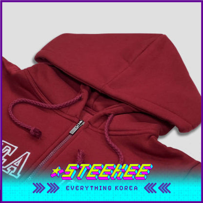 Korea University Red Embroidered Unisex Hoodie by Steekee Korea 2544