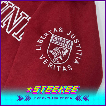 Korea University Red Embroidered Unisex Hoodie by Steekee Korea 2544