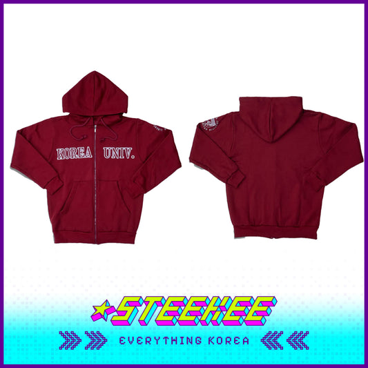 Korea University Red Embroidered Unisex Hoodie by Steekee Korea 2544