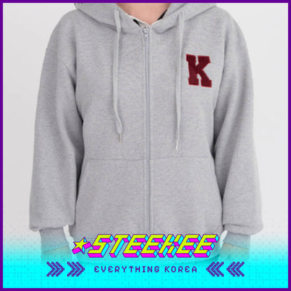 Korea University Souvenir Oversized Grey Unisex Hoodie by Steekee Korea 2546