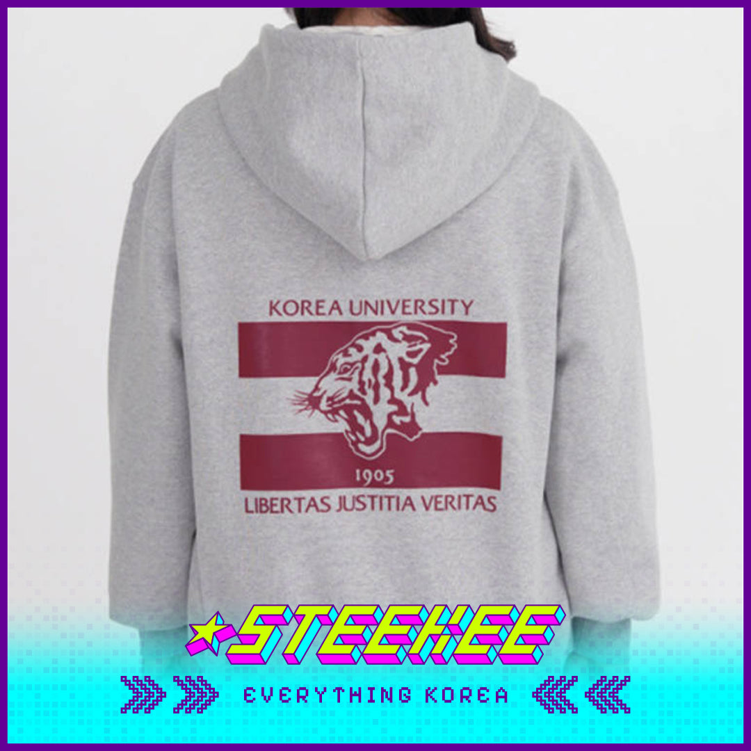 Korea University Souvenir Oversized Grey Unisex Hoodie by Steekee Korea 2546