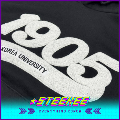 Korea University Souvenir Black Unisex Hoodie with 1905 Embroidered Logo by Steekee Korea 2547