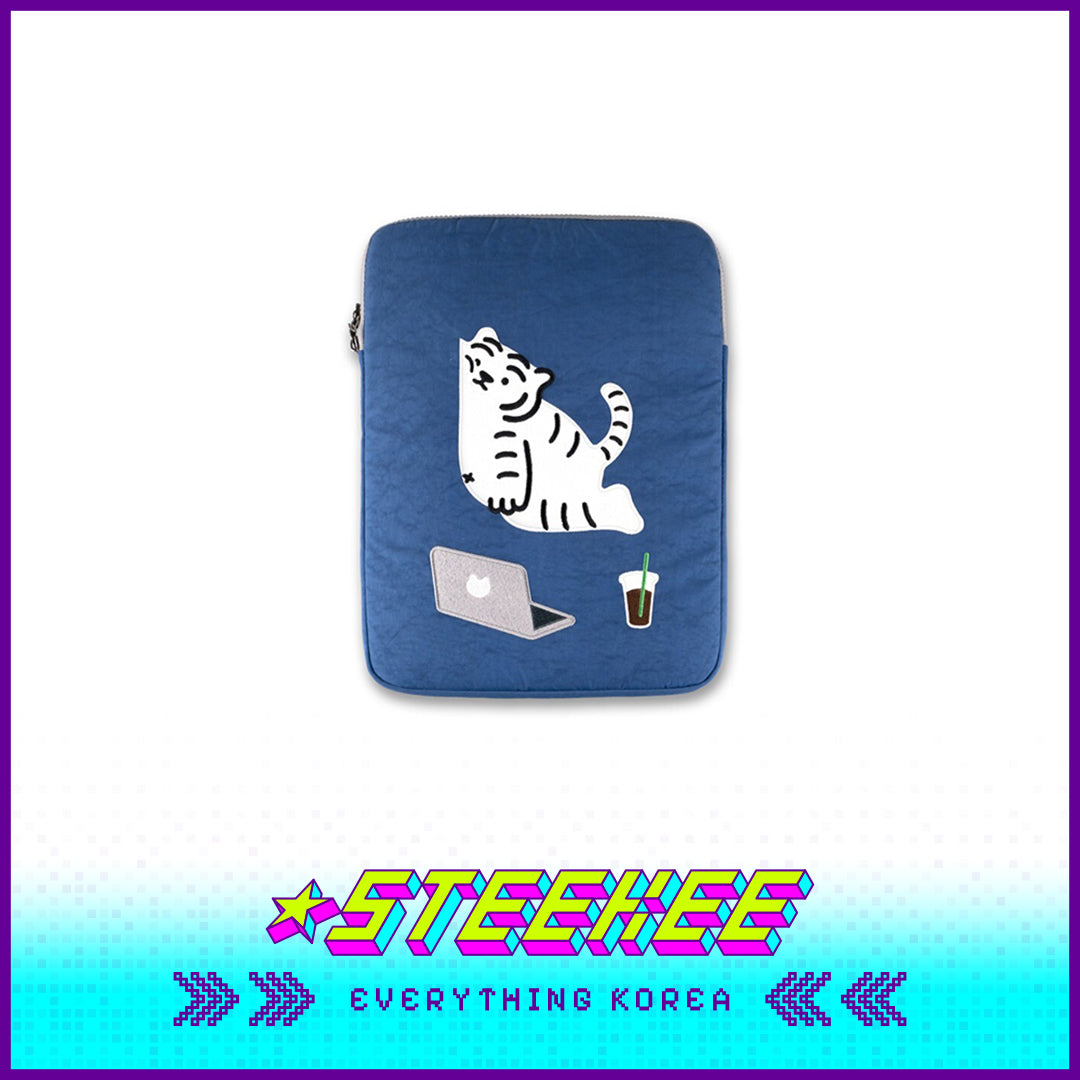 MUZIK TIGER Its Okay White Tiger Laptop Notebook iPad Pouch Sleeve Blue by Steekee Korea 2553