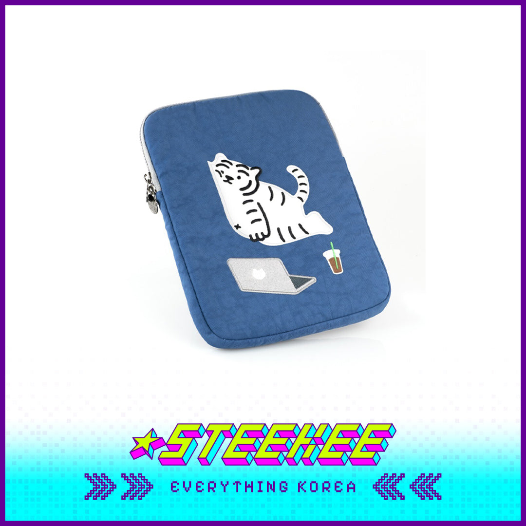 MUZIK TIGER Its Okay White Tiger Laptop Notebook iPad Pouch Sleeve Blue by Steekee Korea 2553