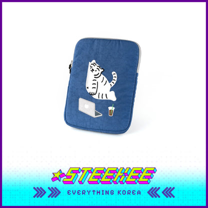 MUZIK TIGER Its Okay White Tiger Laptop Notebook iPad Pouch Sleeve Blue by Steekee Korea 2553