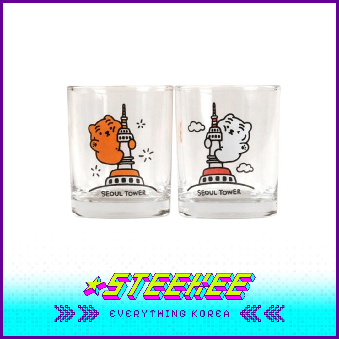 MUZIK TIGER Doughnut Tiger Seoul Tower Soju Shot Glass Cup 60ml Set of 2 by Steekee Korea 2555