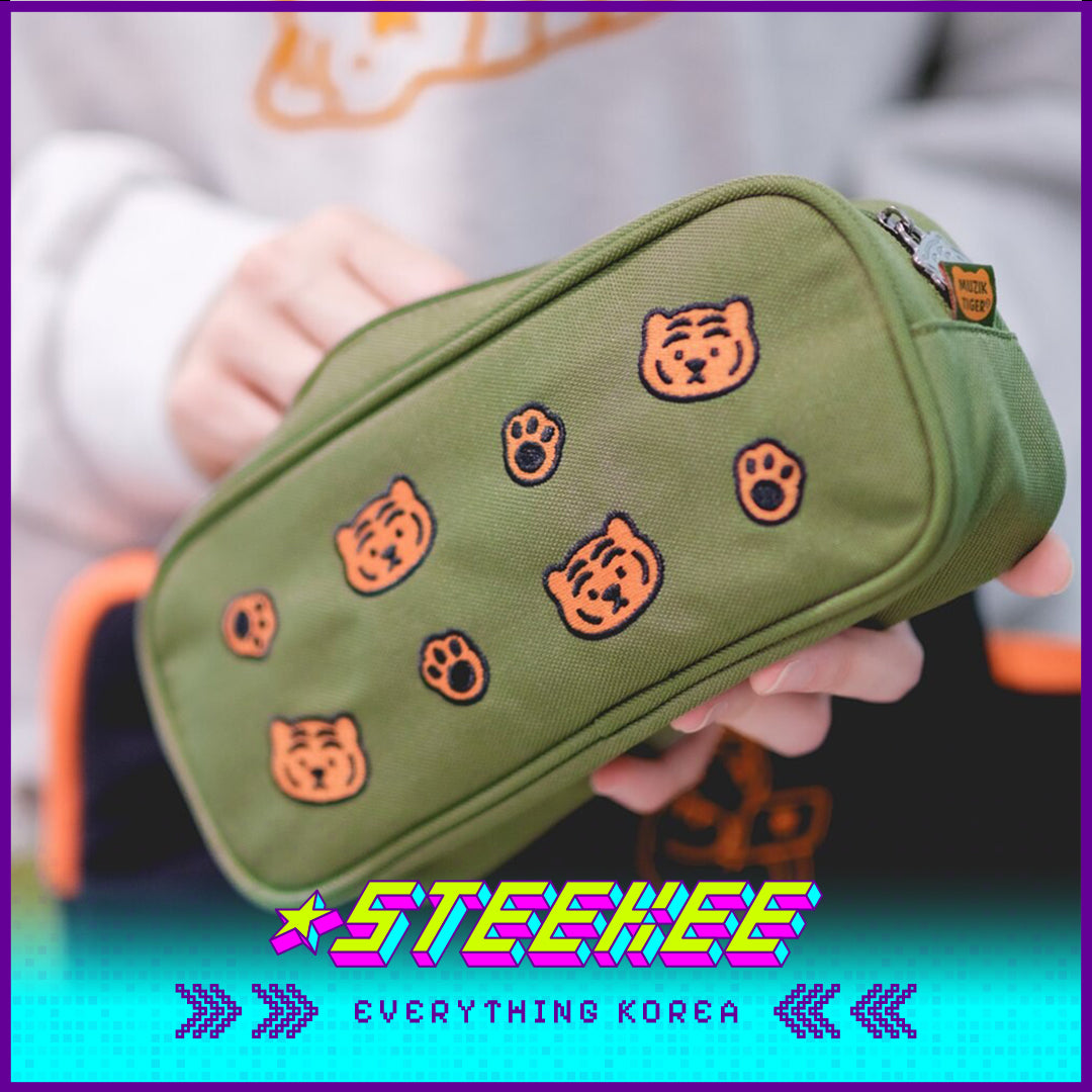 MUZIK TIGER Large Capacity Embroidery Pouch Pencil Case by Steekee Korea 2568