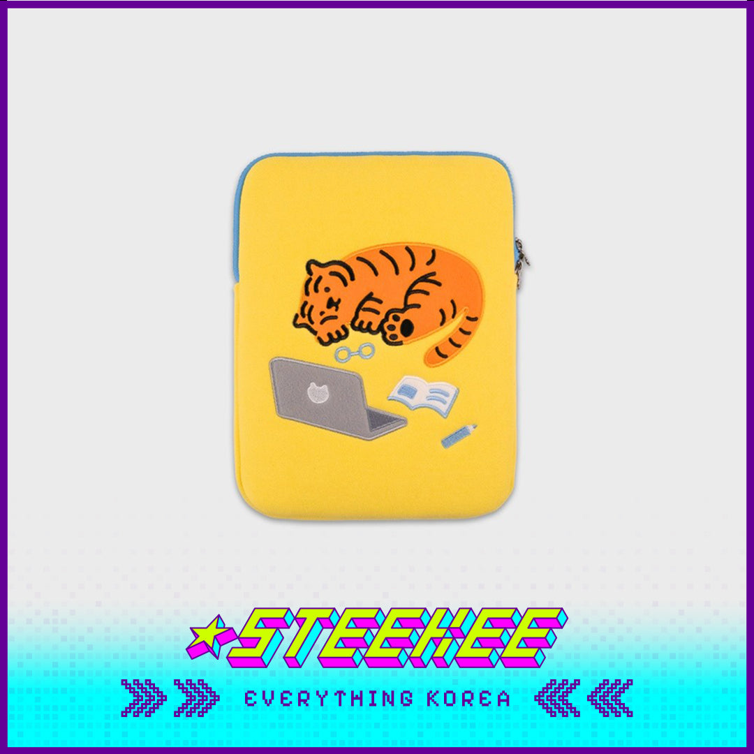 MUZIK TIGER Sleepy Red Tiger Laptop Notebook iPad Pouch Sleeve Yellow by Steekee Korea 2583