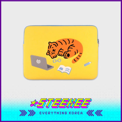 MUZIK TIGER Sleepy Red Tiger Laptop Notebook iPad Pouch Sleeve Yellow by Steekee Korea 2583