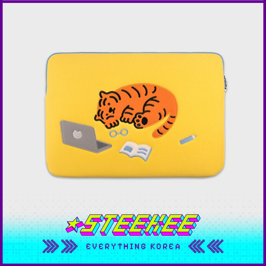 MUZIK TIGER Sleepy Red Tiger Laptop Notebook iPad Pouch Sleeve Yellow by Steekee Korea 2583