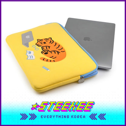 MUZIK TIGER Sleepy Red Tiger Laptop Notebook iPad Pouch Sleeve Yellow by Steekee Korea 2583