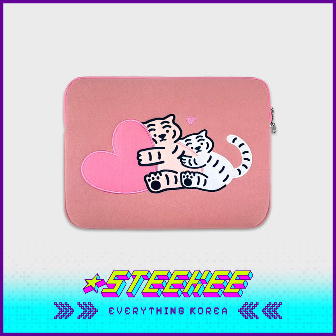 MUZIK TIGER Hug White Tiger Laptop Notebook iPad Pouch Sleeve Pink by Steekee Korea 2584