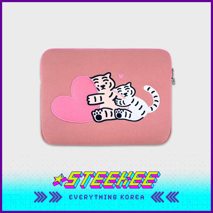 MUZIK TIGER Hug White Tiger Laptop Notebook iPad Pouch Sleeve Pink by Steekee Korea 2584