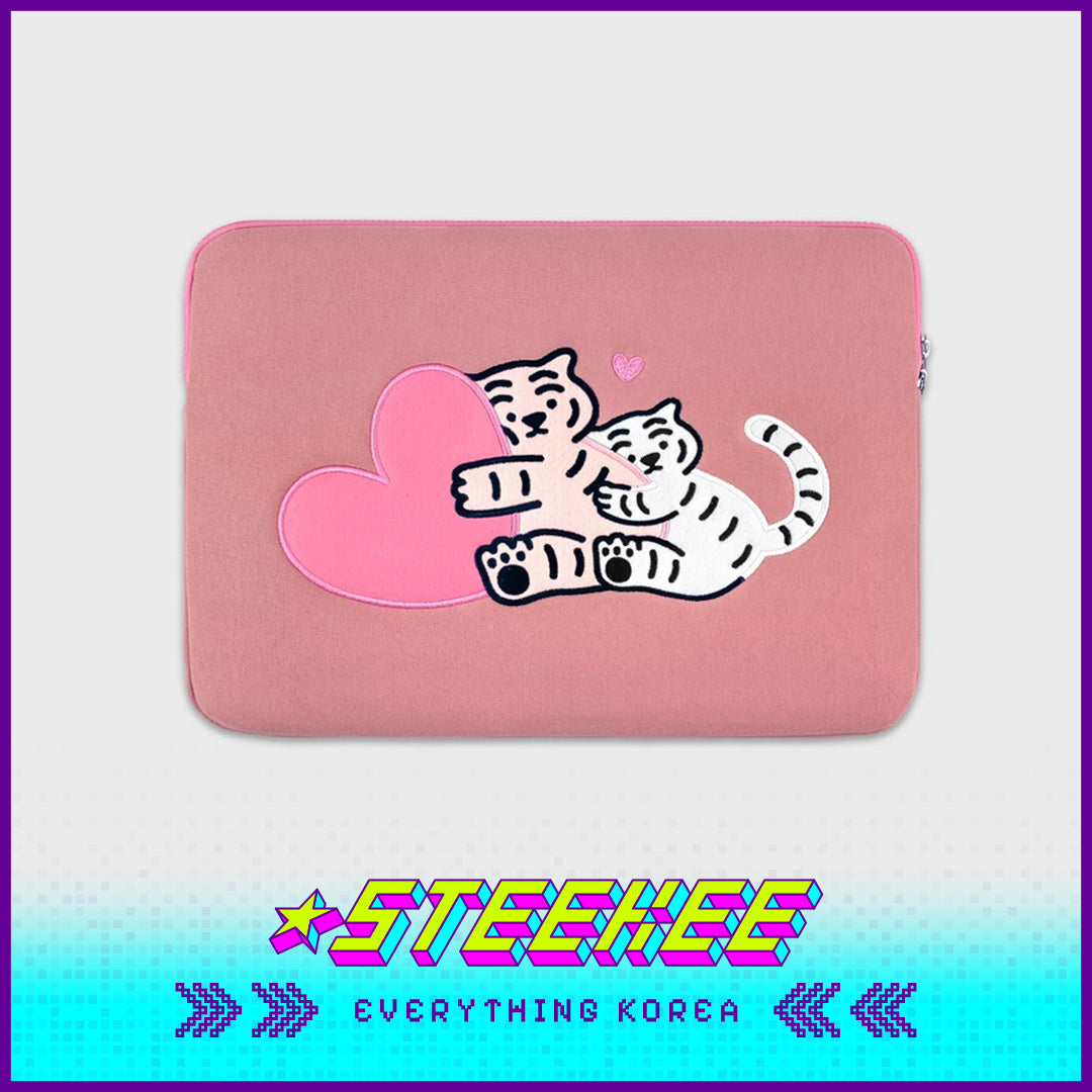 MUZIK TIGER Hug White Tiger Laptop Notebook iPad Pouch Sleeve Pink by Steekee Korea 2584