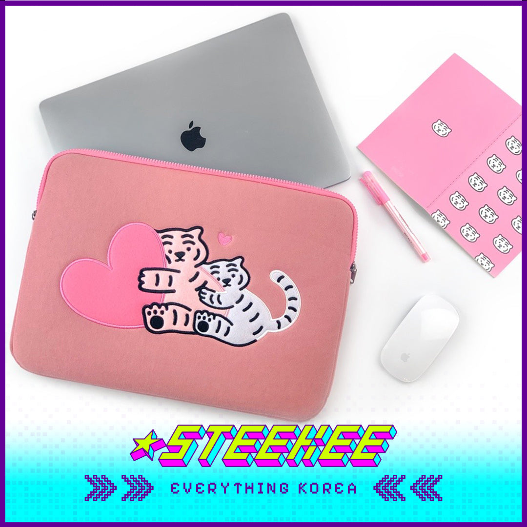 MUZIK TIGER Hug White Tiger Laptop Notebook iPad Pouch Sleeve Pink by Steekee Korea 2584