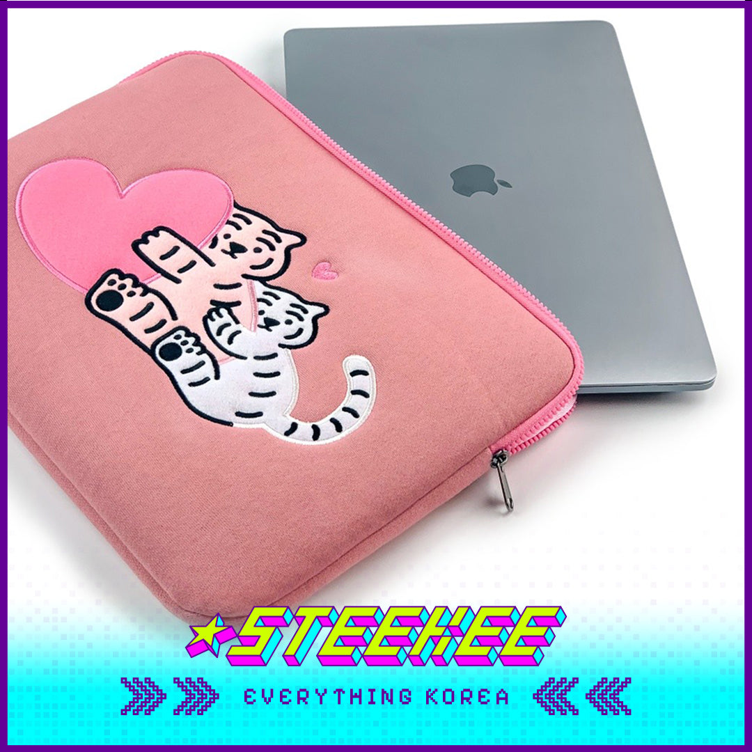 MUZIK TIGER Hug White Tiger Laptop Notebook iPad Pouch Sleeve Pink by Steekee Korea 2584