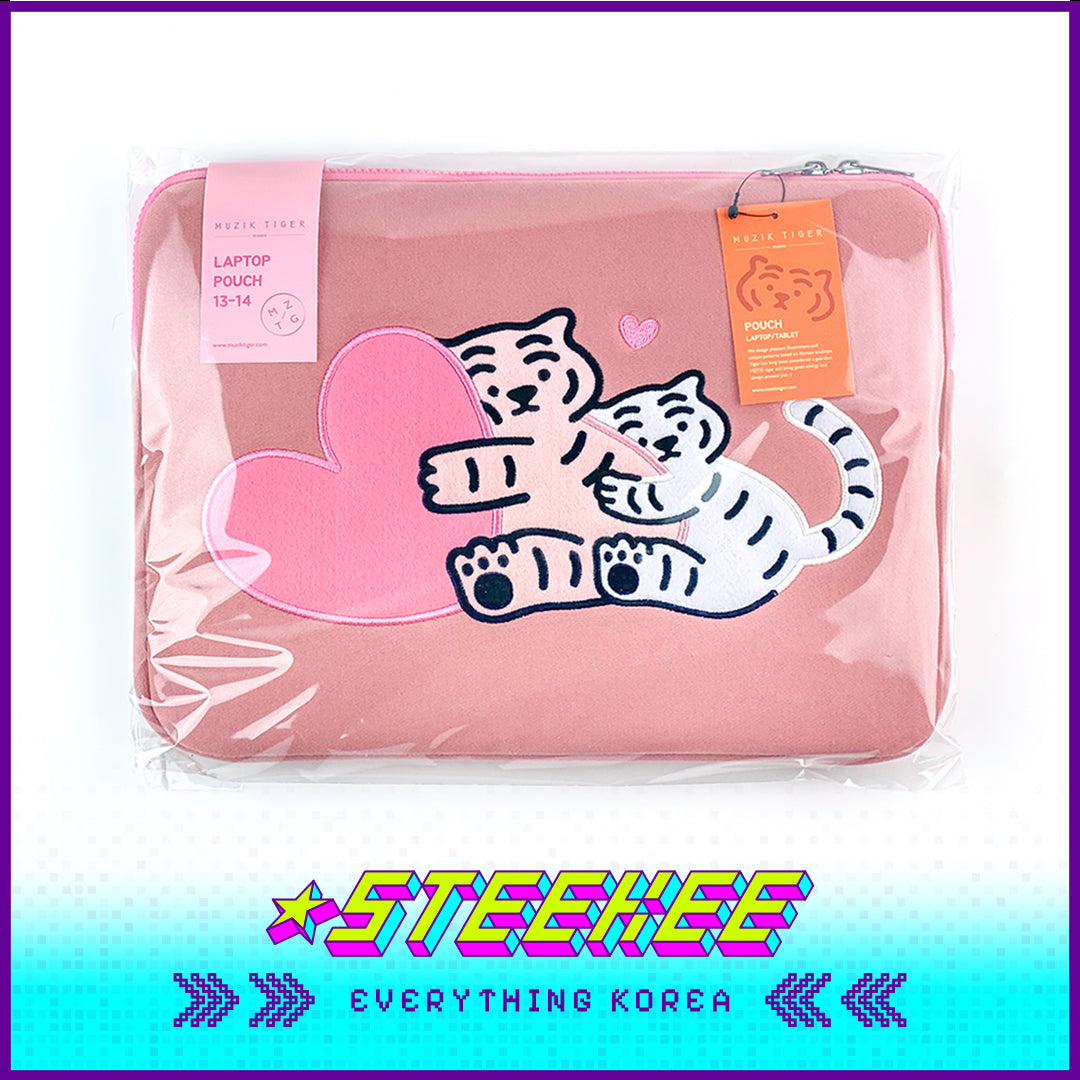 MUZIK TIGER Hug White Tiger Laptop Notebook iPad Pouch Sleeve Pink by Steekee Korea 2584