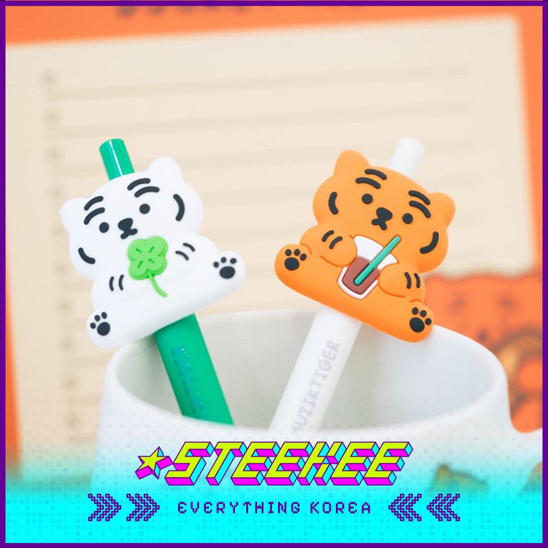 MUZIK TIGER Tiger Coffee and Clover Gel Pen 0.5mm Stationary Souvenir Gift by Steekee Korea 2600