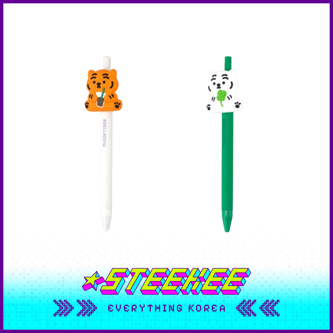 MUZIK TIGER Tiger Coffee and Clover Gel Pen 0.5mm Stationary Souvenir Gift by Steekee Korea 2600