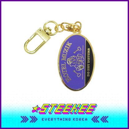 MUZIK TIGER Vintage Hotel Muzik Metal Keyring Gold Purple by Steekee Korea 2612