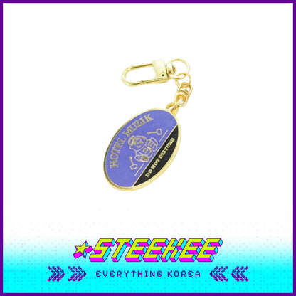 MUZIK TIGER Vintage Hotel Muzik Metal Keyring Gold Purple by Steekee Korea 2612