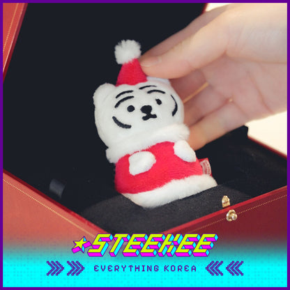 MUZIK TIGER White Tiger Santa Plush Keychain with Postcard Festive Gift Present by Steekee Korea 2621