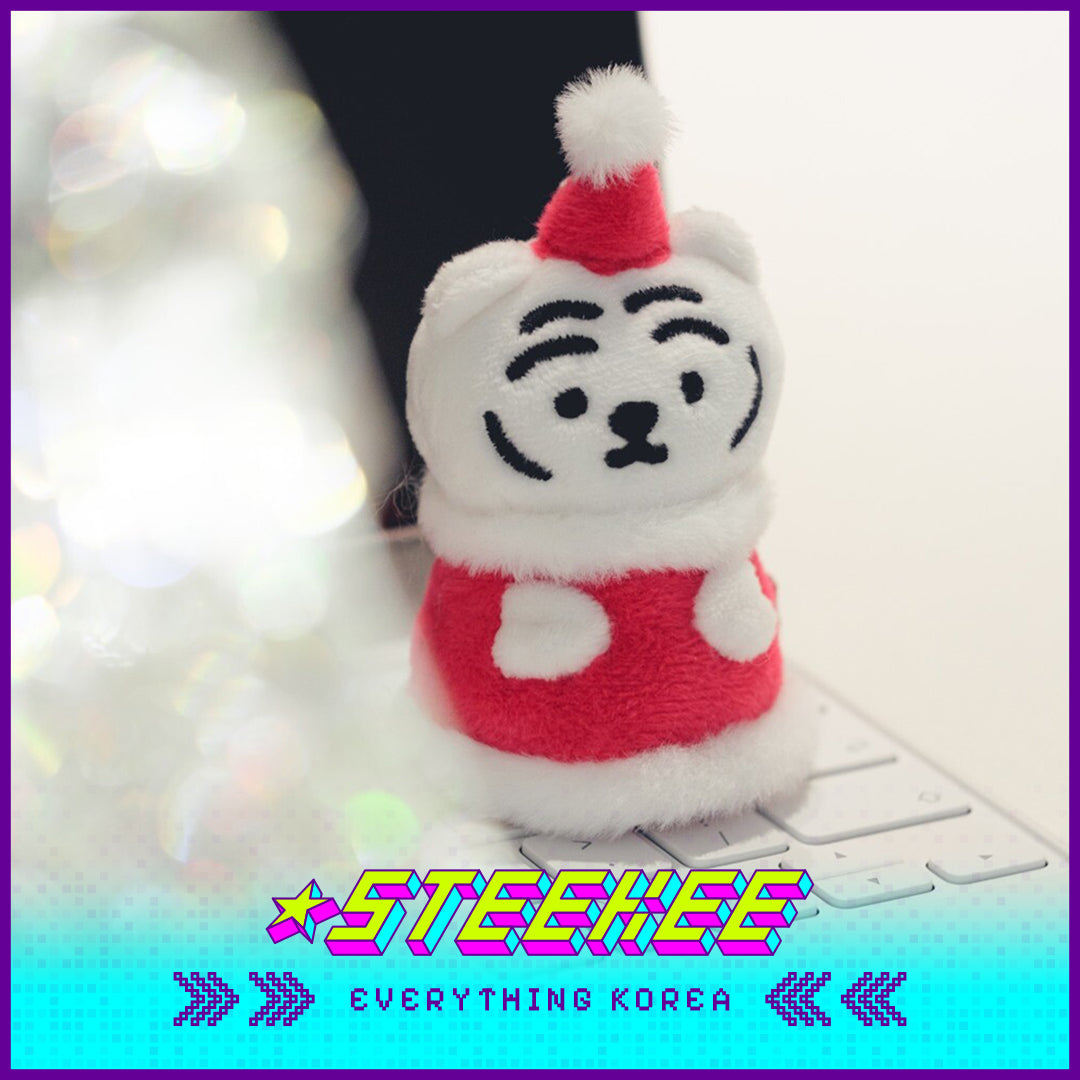 MUZIK TIGER White Tiger Santa Plush Keychain with Postcard Festive Gift Present by Steekee Korea 2621