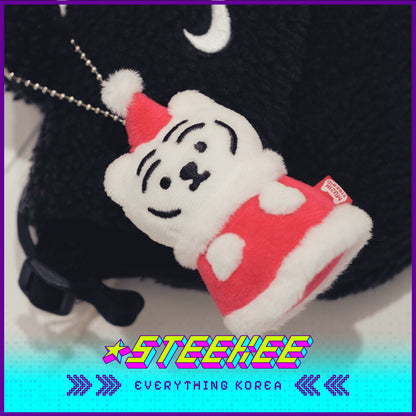 MUZIK TIGER White Tiger Santa Plush Keychain with Postcard Festive Gift Present by Steekee Korea 2621