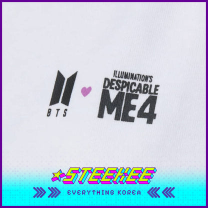 BTS X Despicable Me 4 Minions Short Sleeve White Cotton T-Shirt by Steekee Korea 2648