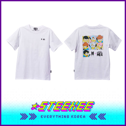 BTS X Despicable Me 4 Minions Short Sleeve White Cotton T-Shirt by Steekee Korea 2648