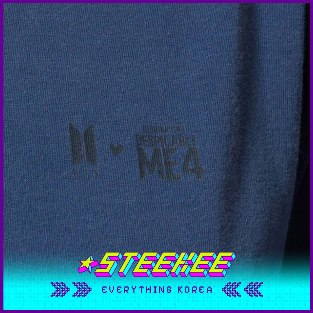 BTS X Despicable Me 4 Minions Short Sleeve Blue Cotton T-Shirt by Steekee Korea 2650