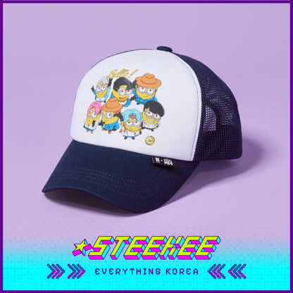 BTS X Despicable Me 4 Collaboration Minions Trucker Hat Mesh Cap by Steekee Korea 2652