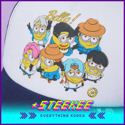 BTS X Despicable Me 4 Collaboration Minions Trucker Hat Mesh Cap by Steekee Korea 2652