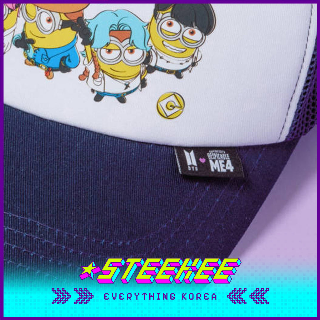 BTS X Despicable Me 4 Collaboration Minions Trucker Hat Mesh Cap by Steekee Korea 2652