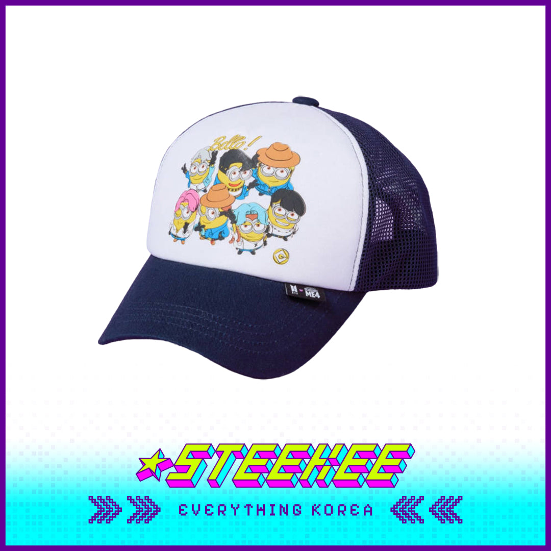 BTS X Despicable Me 4 Collaboration Minions Trucker Hat Mesh Cap by Steekee Korea 2652