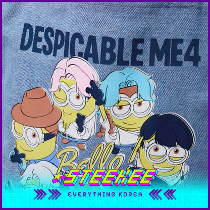 BTS X Despicable Me 4 Collaboration Minions Denim Tote Bag by Steekee Korea 2656