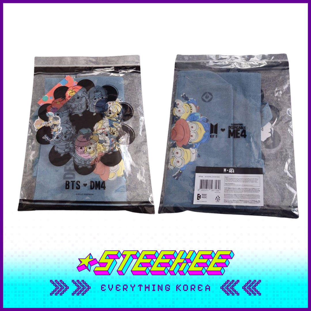 BTS X Despicable Me 4 Collaboration Minions Denim Tote Bag by Steekee Korea 2656