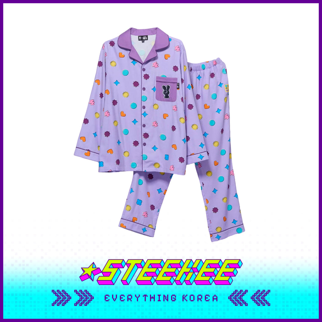 BTS X Despicable Me 4 Minions Collaboration Purple Cotton Unisex Pyjamas Set by Steekee Korea 2658