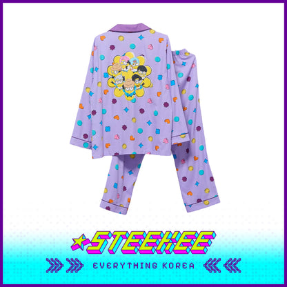 BTS X Despicable Me 4 Minions Collaboration Purple Cotton Unisex Pyjamas Set by Steekee Korea 2658