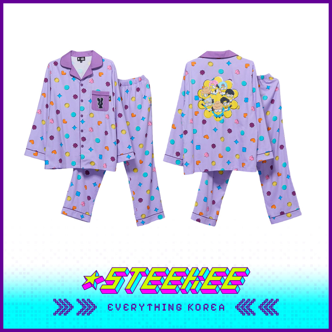 BTS X Despicable Me 4 Minions Collaboration Purple Cotton Unisex Pyjamas Set by Steekee Korea 2658