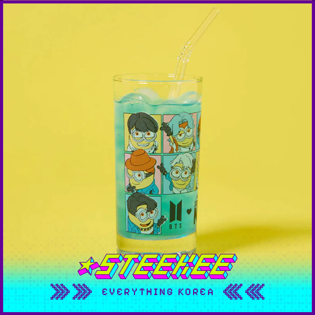 BTS X Despicable Me 4 Minions Collaboration Glass Cup by Steekee Korea 2661