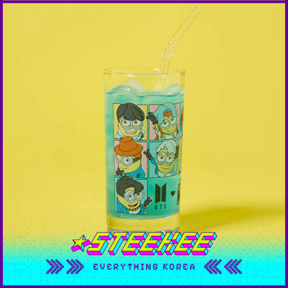 BTS X Despicable Me 4 Minions Collaboration Glass Cup by Steekee Korea 2661