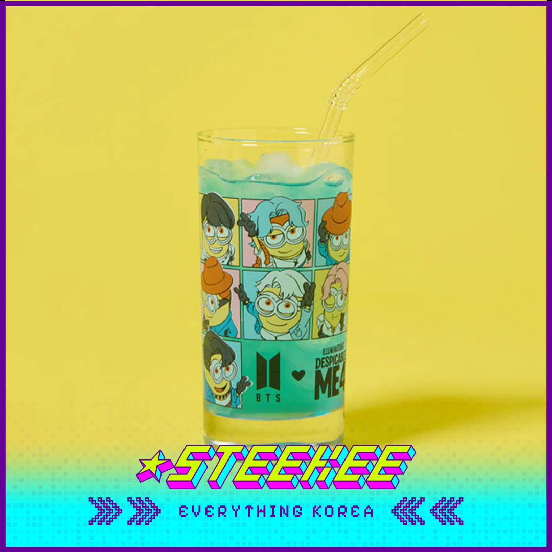 BTS X Despicable Me 4 Minions Collaboration Glass Cup by Steekee Korea 2661