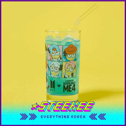 BTS X Despicable Me 4 Minions Collaboration Glass Cup by Steekee Korea 2661