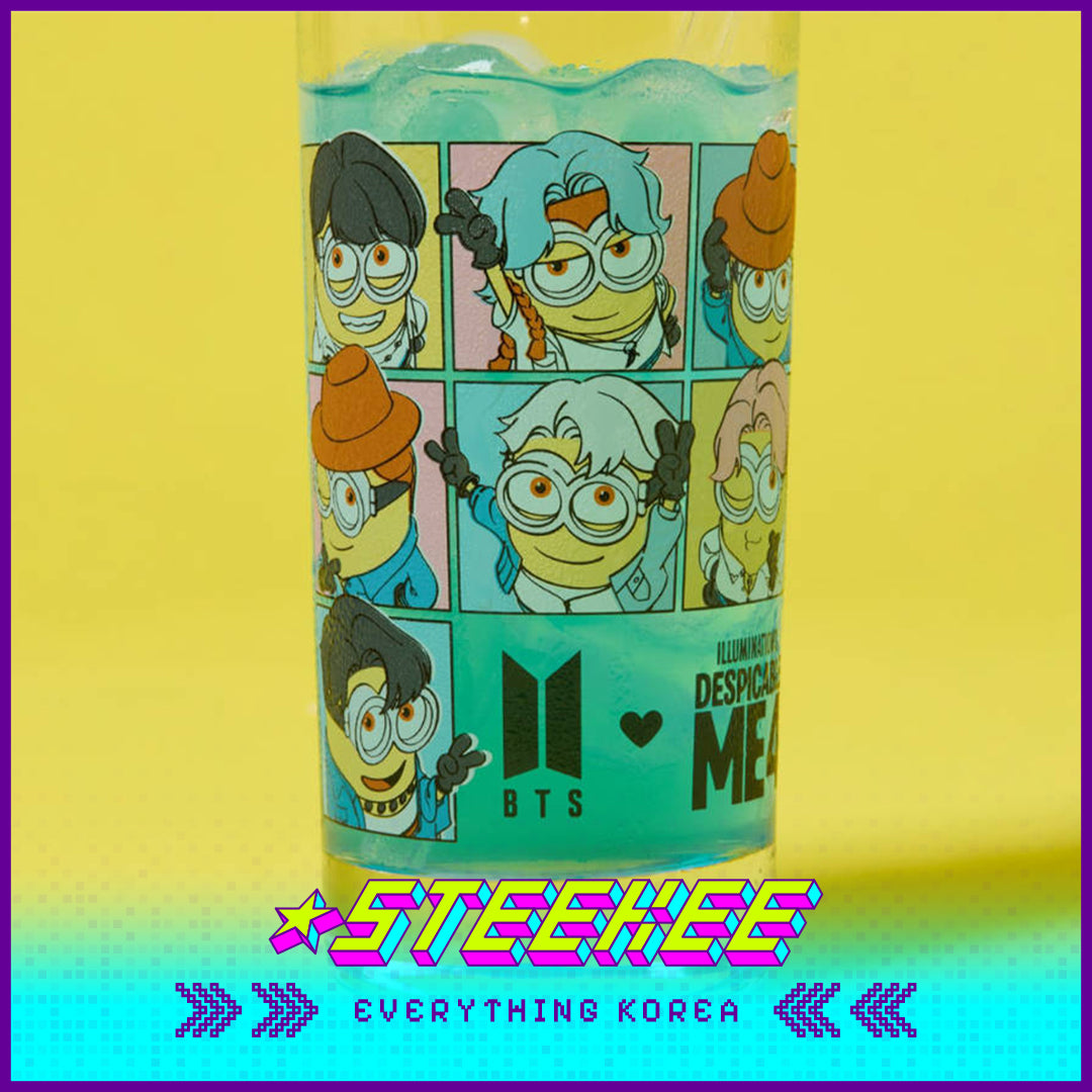 BTS X Despicable Me 4 Minions Collaboration Glass Cup by Steekee Korea 2661