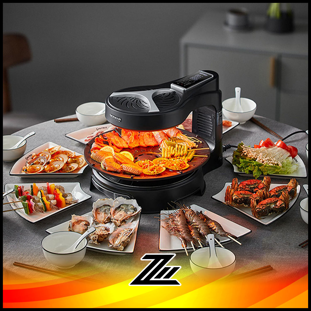 German Pool 360° Auto Rotating Smokeless Electric BBQ Grill