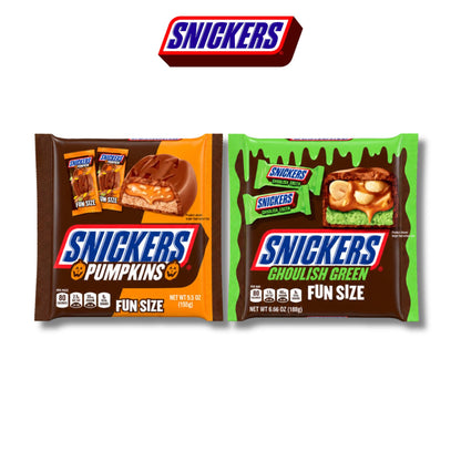 SNICKERS Halloween Treats Fun Size Chocolate Candy Pumpkin Shapes 155g Ghoulish Green 188g