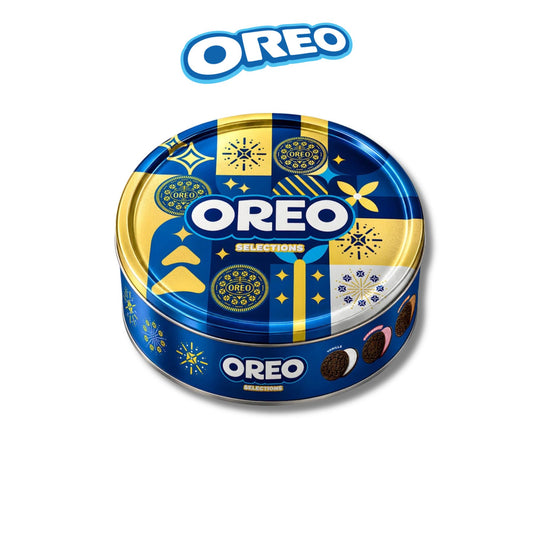 OREO Selections Assorted Christmas Cookies Gift Tin 315g Halal Vanilla Chocolate Strawberry Flavour