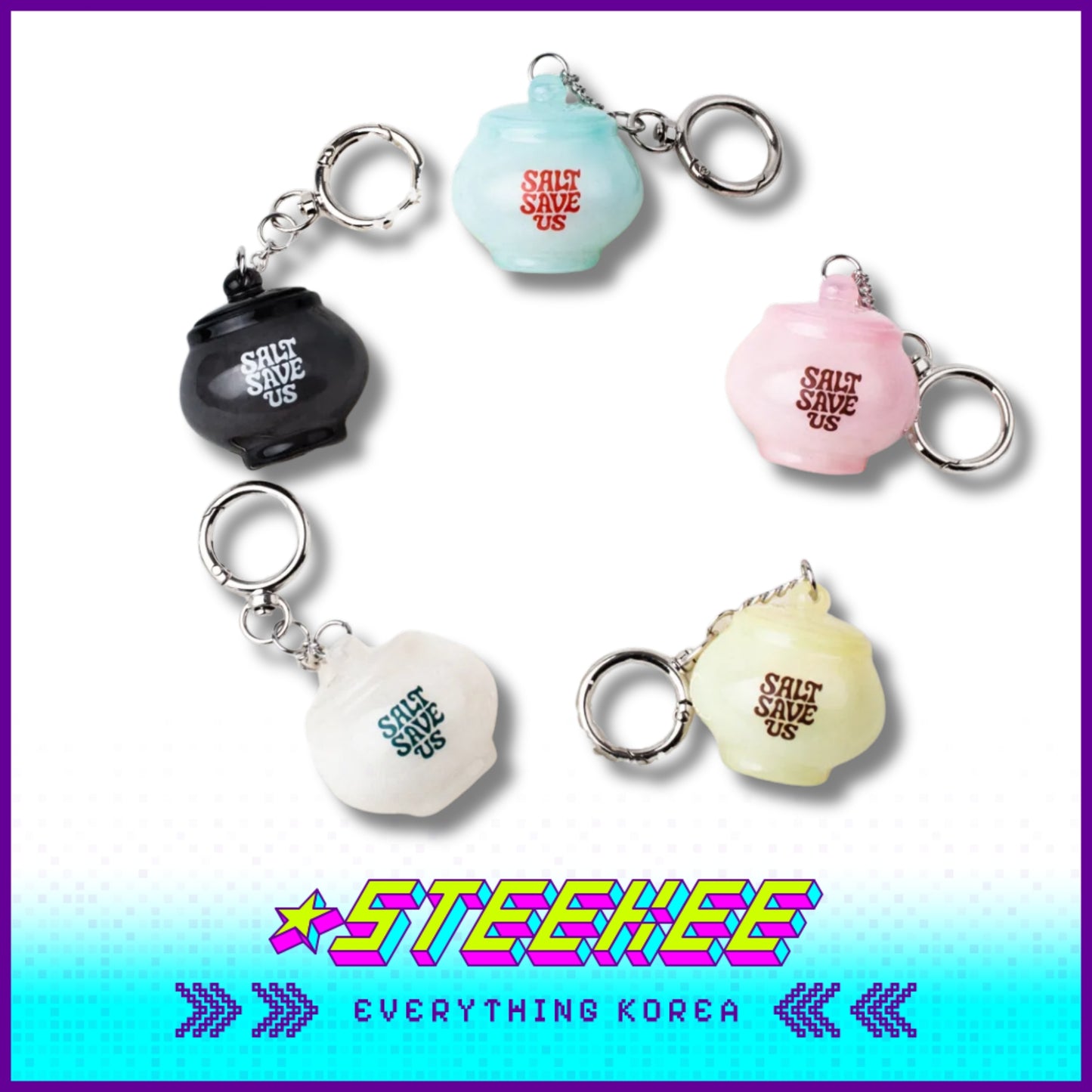 Tent Seoul SALT SAVE US Five Elements Salt Keyring by Steekee Korea 502