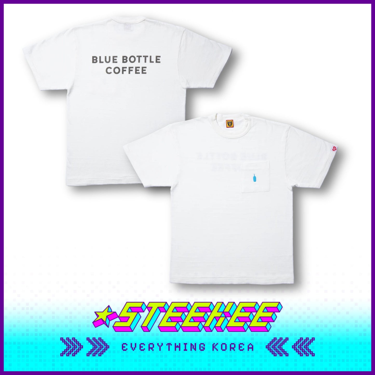 BLUE BOTTLE COFFEE X HUMAN MADE Unisex T-Shirt White by Steekee Korea 2405